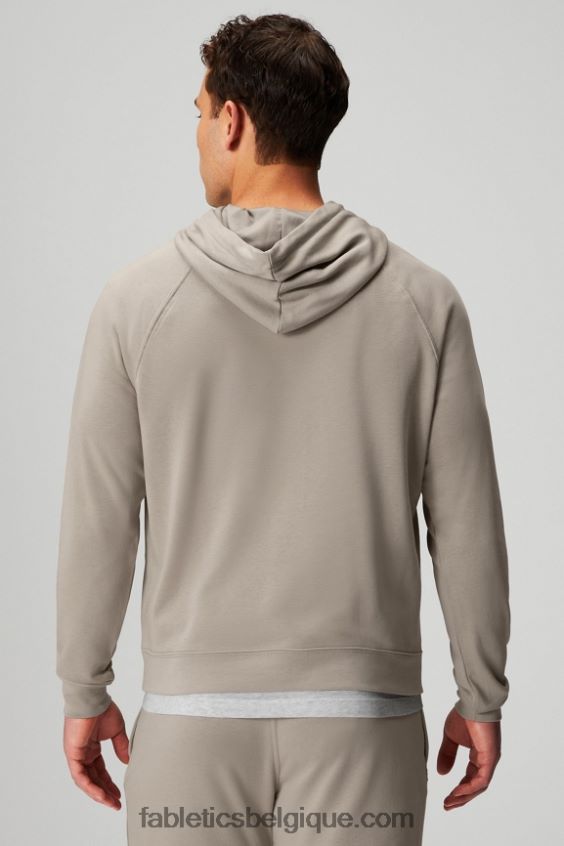 le sweat à capuche léger incontournable Hommes Fabletics 404P0T3655 kaki brutaliste