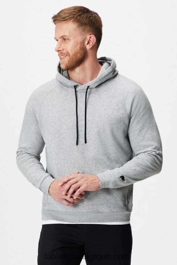 le sweat à capuche léger incontournable Hommes Fabletics 404P0T3656 gris chiné classique