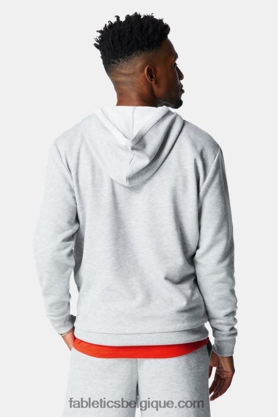 le sweat à capuche léger incontournable Hommes Fabletics 404P0T3657 gris clair chiné