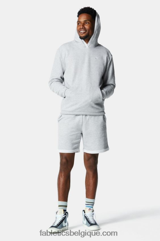 le sweat à capuche léger incontournable Hommes Fabletics 404P0T3657 gris clair chiné