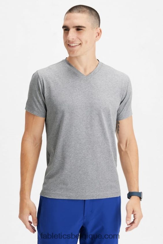 le col v 24-7 Hommes Fabletics 404P0T3499 gris chiné classique