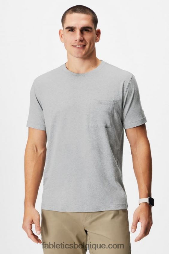le t-shirt à poche 24-7 Hommes Fabletics 404P0T3454 gris chiné classique