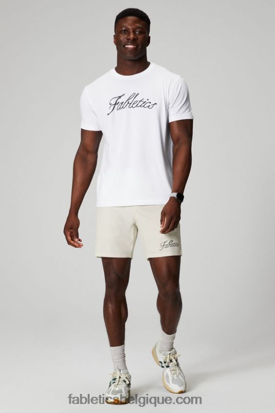 le tee 24-7 184 Hommes Fabletics 404P0T3541 point de chaînette blanc classique