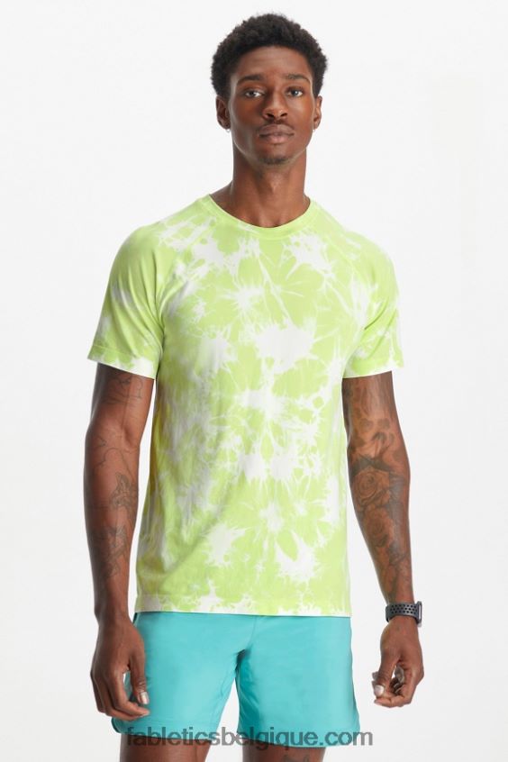 le tee de la journée d'entraînement 179 Hommes Fabletics 404P0T3486 teinture à la chaux délavée