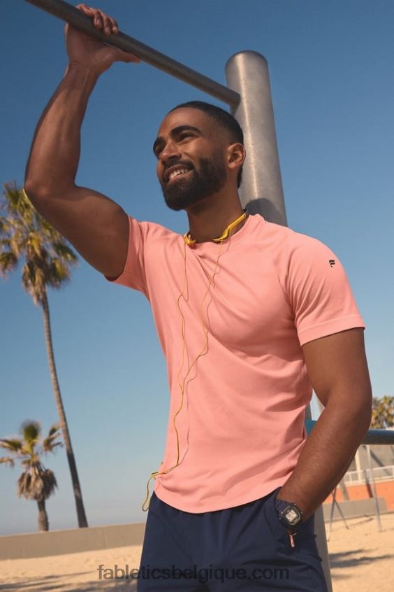 le tee de la journée d'entraînement 185 Hommes Fabletics 404P0T3547 baiser de pêche