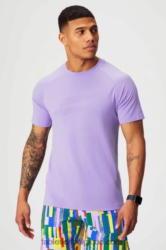 le tee de la journée d'entraînement 186 Hommes Fabletics 404P0T3549 iconique lavande deux tons f