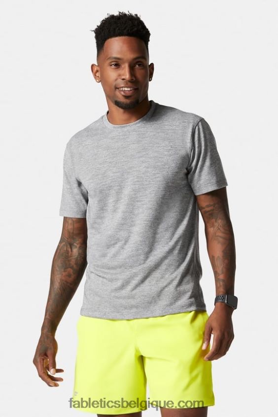 le tee de la première rangée Hommes Fabletics 404P0T3551 gris chiné