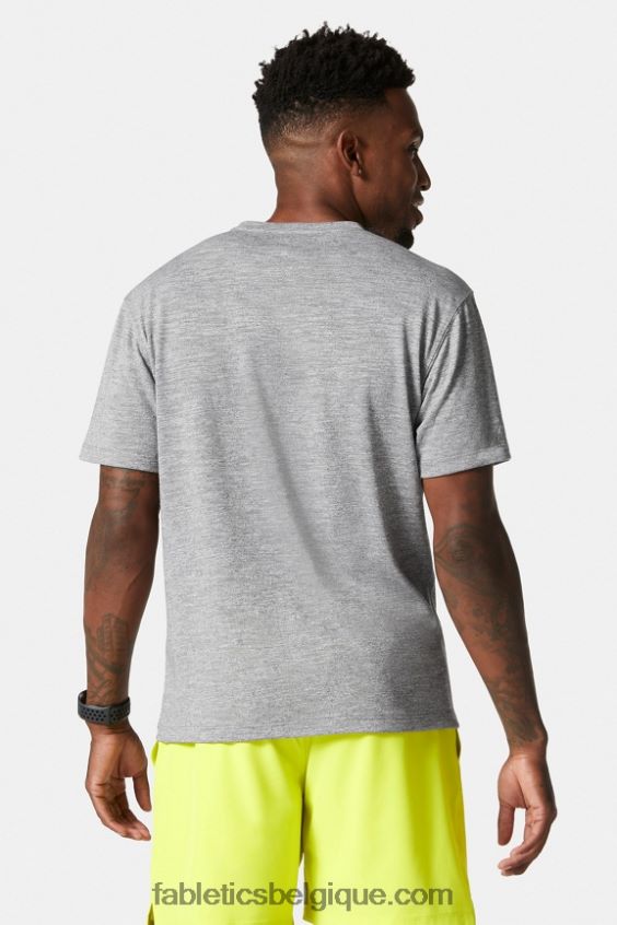 le tee de la première rangée Hommes Fabletics 404P0T3551 gris chiné