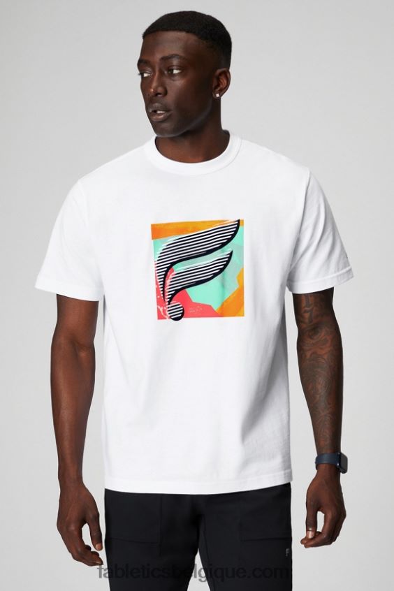le tee-shirt r&r Hommes Fabletics 404P0T3520 blanc classique f multi