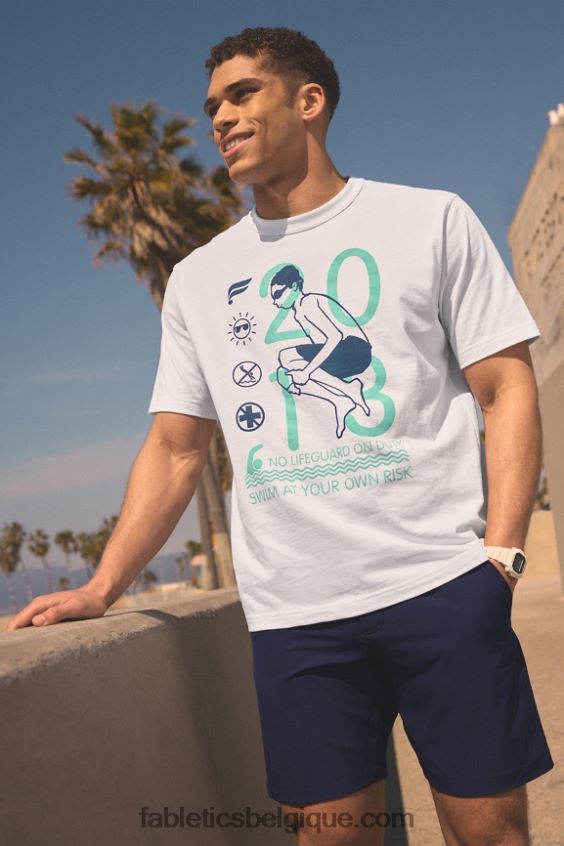 le tee-shirt r&r Hommes Fabletics 404P0T3522 boulet de canon blanc