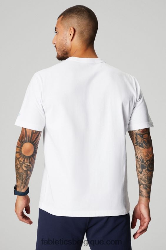le tee-shirt r&r Hommes Fabletics 404P0T3522 boulet de canon blanc