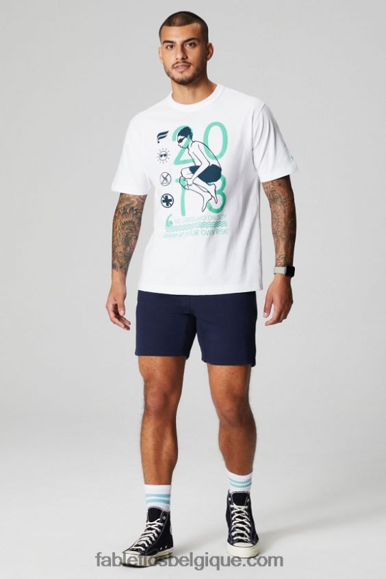 le tee-shirt r&r Hommes Fabletics 404P0T3522 boulet de canon blanc