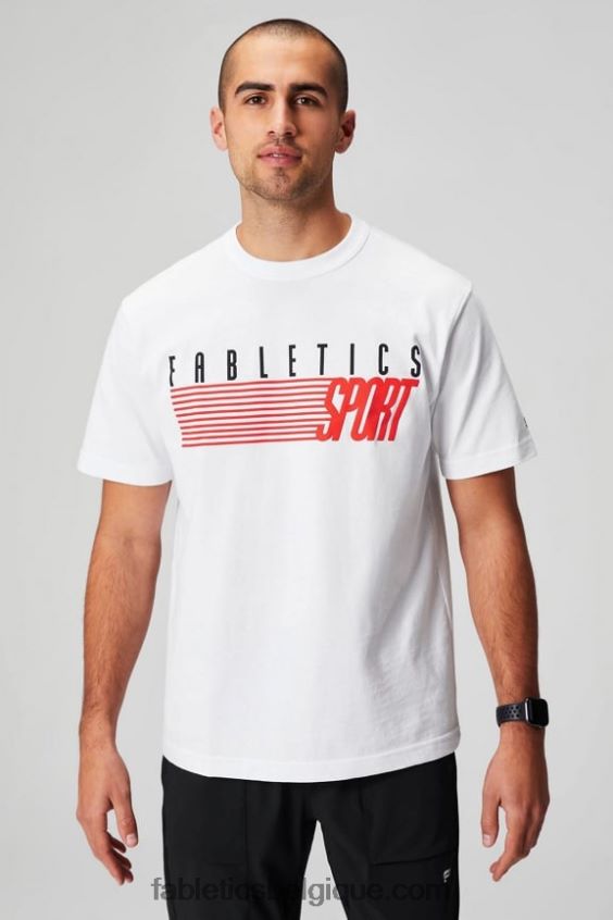 le tee-shirt r&r Hommes Fabletics 404P0T3524 sport rapide blanc classique