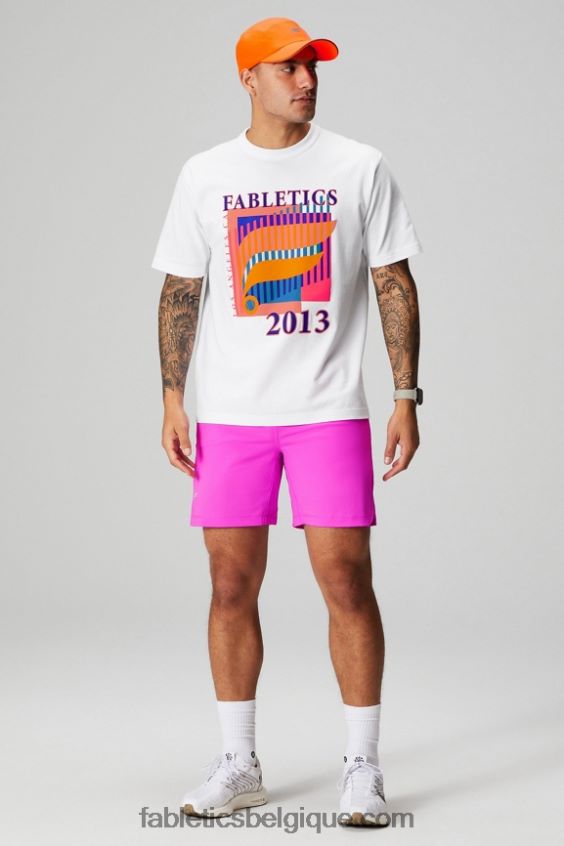 le tee-shirt r&r Hommes Fabletics 404P0T3532 tennis blanc nous ouvert