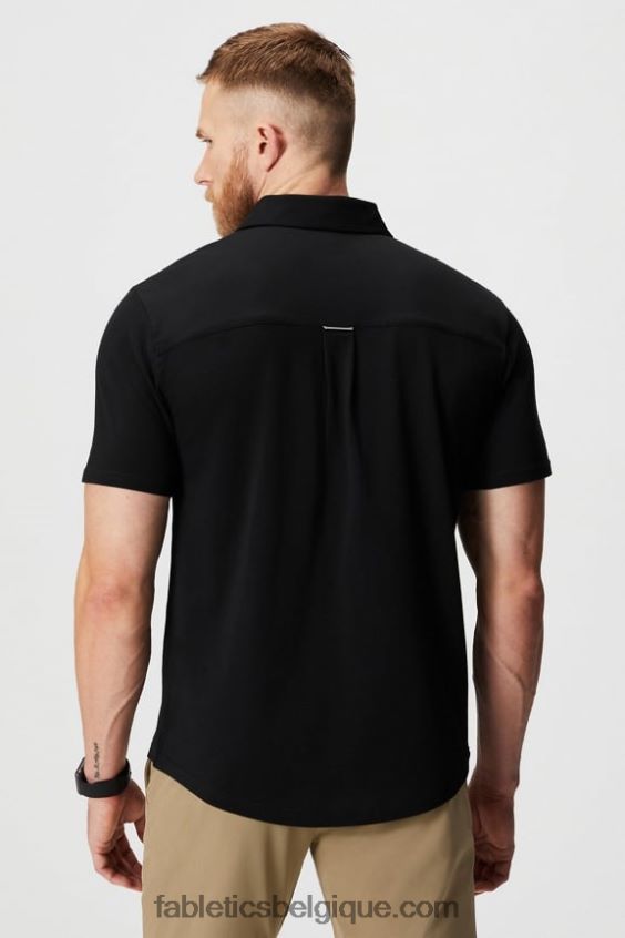 le tiret boutonné à manches courtes vers le haut Hommes Fabletics 404P0T3535 noir