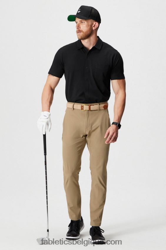 le tiret boutonné à manches courtes vers le haut Hommes Fabletics 404P0T3535 noir