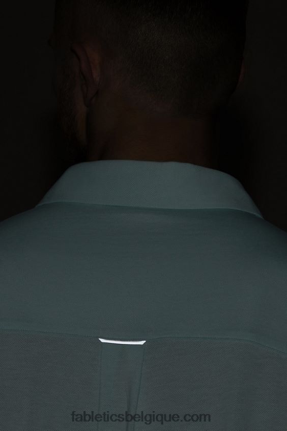 le tiret boutonné à manches courtes vers le haut Hommes Fabletics 404P0T3537 bleu nordique chiné