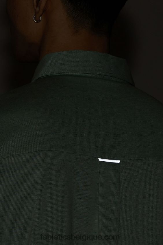 le tiret boutonné à manches courtes vers le haut Hommes Fabletics 404P0T3538 bruyère néo olive