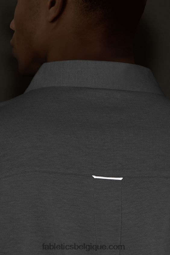 le tiret boutonné à manches courtes vers le haut Hommes Fabletics 404P0T3539 gris chiné classique