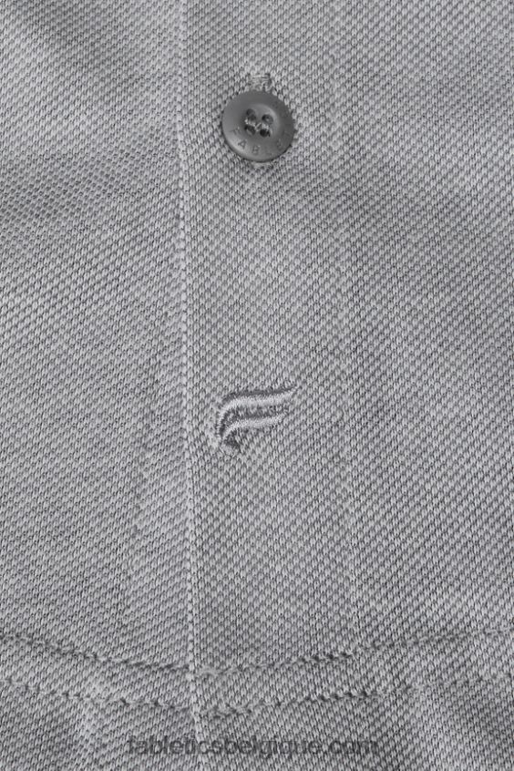 le tiret boutonné à manches courtes vers le haut Hommes Fabletics 404P0T3539 gris chiné classique