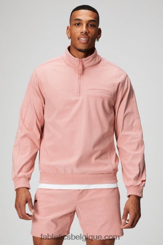 la veste club cord 1/4 zip Hommes Fabletics 404P0T3639 ardoise rose